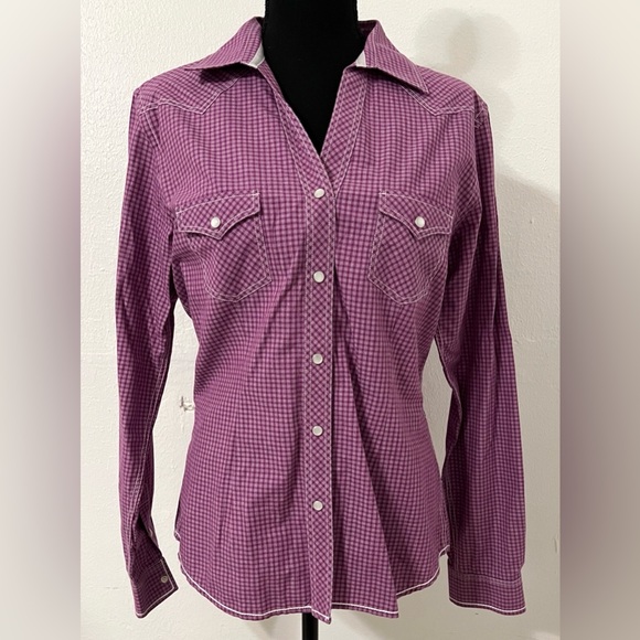 Panhandle Pearl Snap Shirt Check Western Long Sleeve 100% Cotton VISUAL photo - Picture 2 of 8